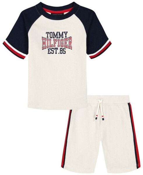 Костюм для малышей Tommy Hilfiger джерси Колледжного Логотипа, футболка с коротким рукавом и шорты"