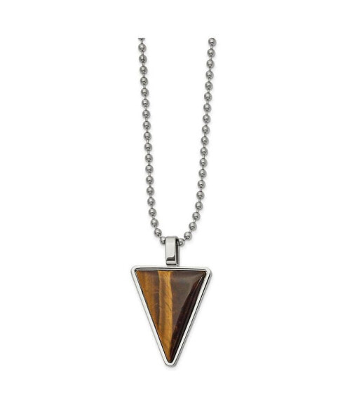 Tiger's Eye Triangle Pendant Ball Chain Necklace