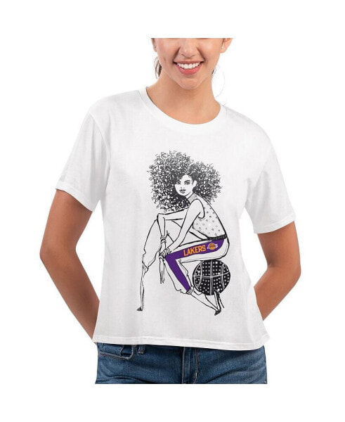 Women's White Los Angeles Lakers Play the Ball Cropped T-shirt