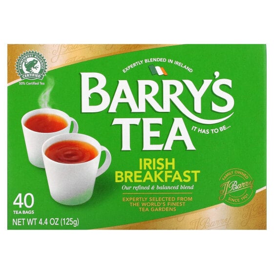 Barry's Tea, чай «Ирландский завтрак», 40 чайных пакетиков, 125 г (4,4 унции)