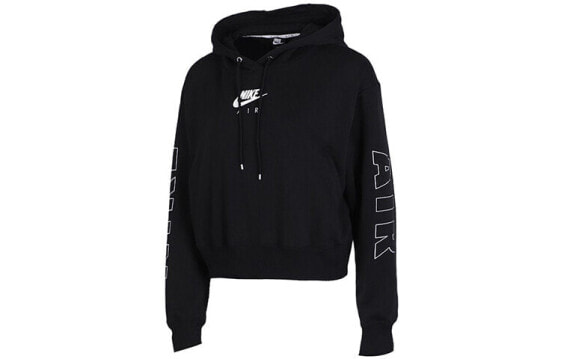 Толстовка женская Nike Air Hoodie FLC BB Короткая черного цвета