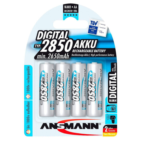 ANSMANN 1x4 NiMH Rechargeable 2850 Mignon AA 2650mAh Digital Batteries