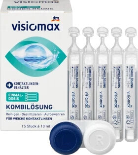 Kombilösung Einmaldosis für weiche Kontaktlinsen, mit Kontaktlinsenbehälter, 15 x 10 ml, 150 ml