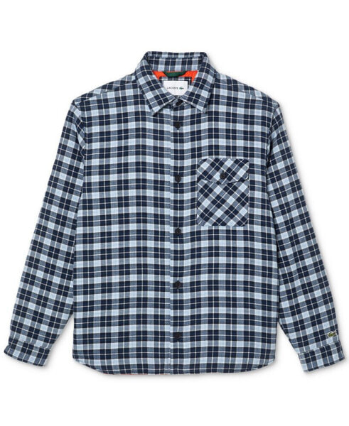 Men's Plaid Croc Embroidered Flannel Shirt Jacket