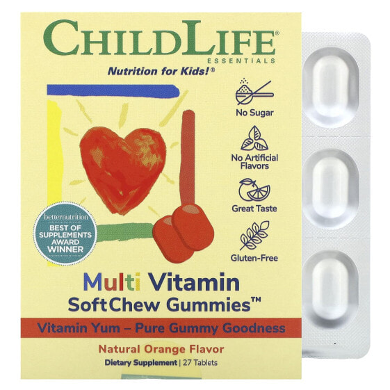 ChildLife Essentials, Multi Vitamin SoftMelts со вкусом натурального апельсина, 27 таблеток