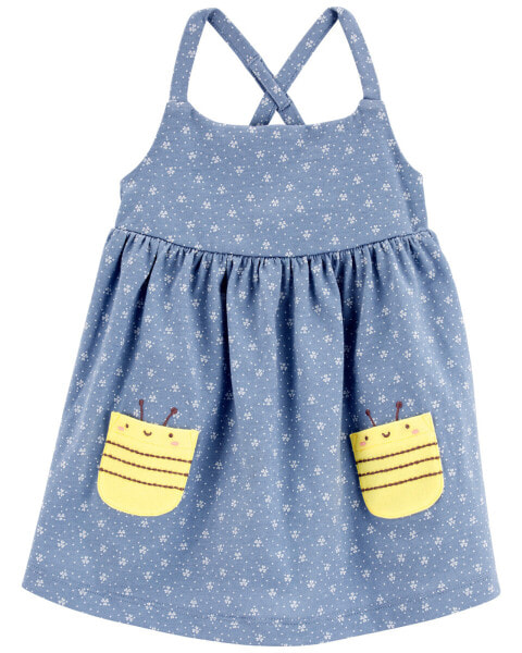 Baby Polka Dot Bee Sleeveless Dress 6M