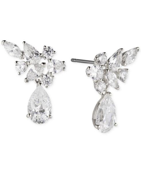Silver-Tone Crystal Pear Drop Earrings, Created for Macy's