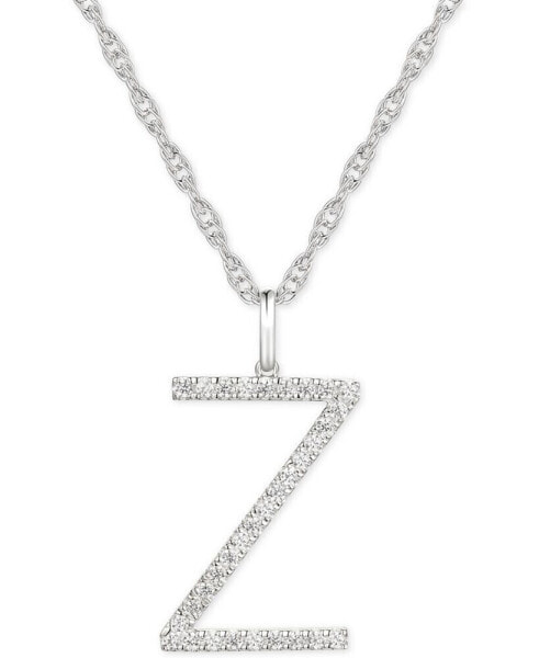 Diamond Initial 18" Pendant Necklace (1/6 to 1/3 ct. t.w.) in 14k White Gold