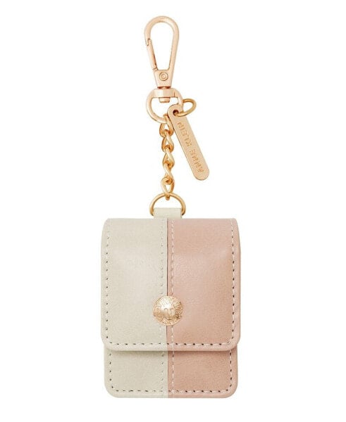 Women's Blush Pink and Beige Faux Leather Holder with Rose Gold-Tone Alloy