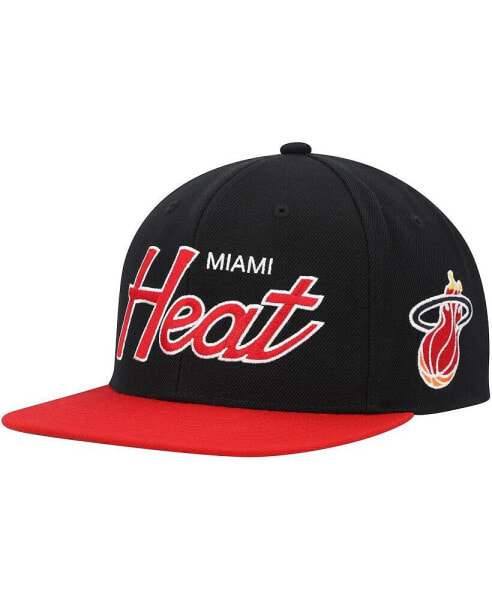 Men's Black Miami Heat Hardwood Classics MVP Team Script 2.0 Snapback Hat