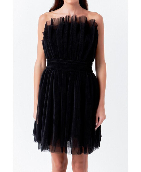 Women's Strapless Mini Tulle Dress