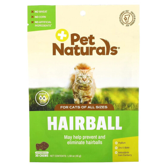 Препарат для выведения шерсти у кошек Pet Naturals Hairball для кошек всех размеров, примерно 160 жевательных конфет, 240 г