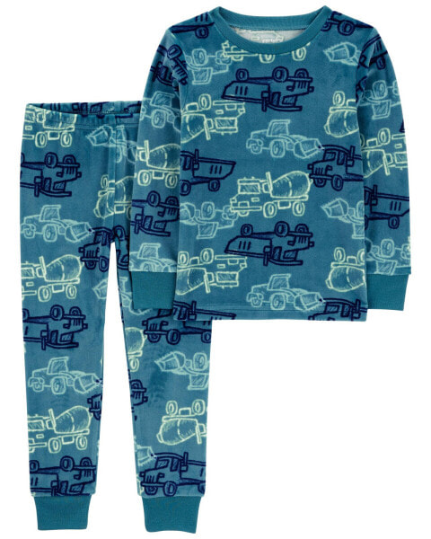 Toddler 2-Piece Fuzzy Velboa Construction Pajamas 4T