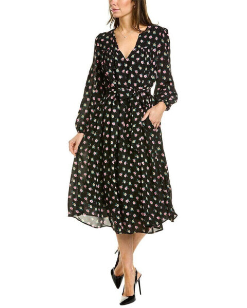 Boden Gathered Yoke Midi Dress Women's Black 10R