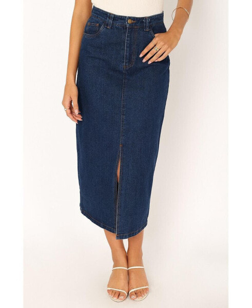 Womens Rana Denim Midi Skirt