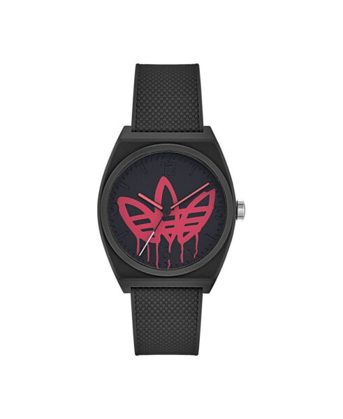 Unisex Three Hand Project Two Black Resin Strap Watch 38mm