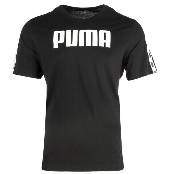 Puma Micro Tape Logo Crew Neck Short Sleeve T-Shirt Mens Black Casual Tops 84859
