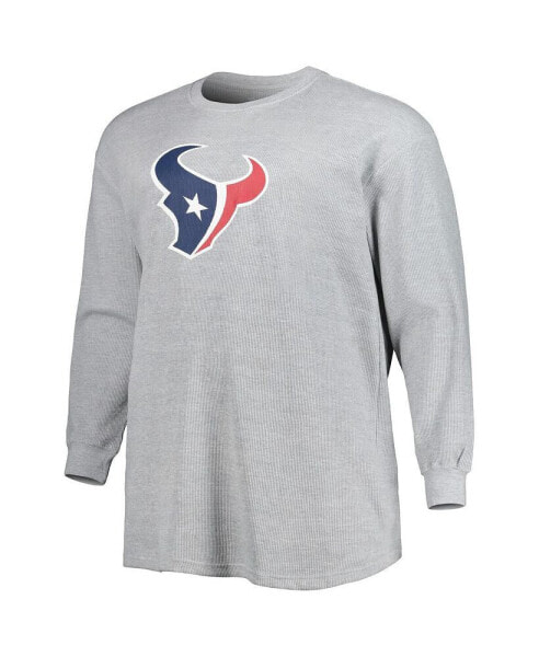 Men's Heather Gray Houston Texans Big and Tall Waffle-Knit Thermal Long Sleeve T-shirt