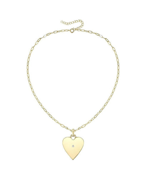 14k Gold Plated with Cubic Zirconia Heart Pendant Necklace