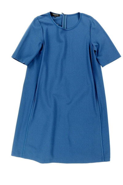 Lafayette New York Plus Size M Blue Short Sleeve A Line Dress 135858