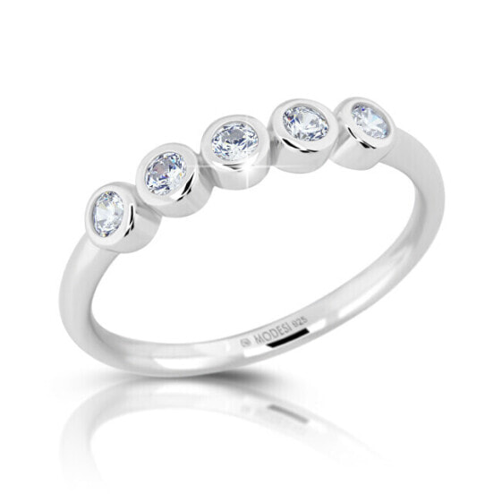 Sparkling silver ring with zircons M01016