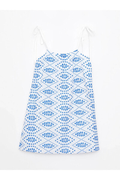 Платье LC WAIKIKI Poplin с вышивкой на лямках U-образный вырез
