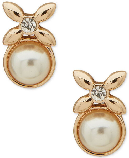 Gold-Tone Crystal Button Drop Earrings