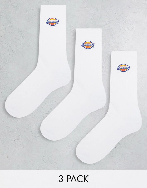 Dickies valley grove 3 pack crew socks in white multipack