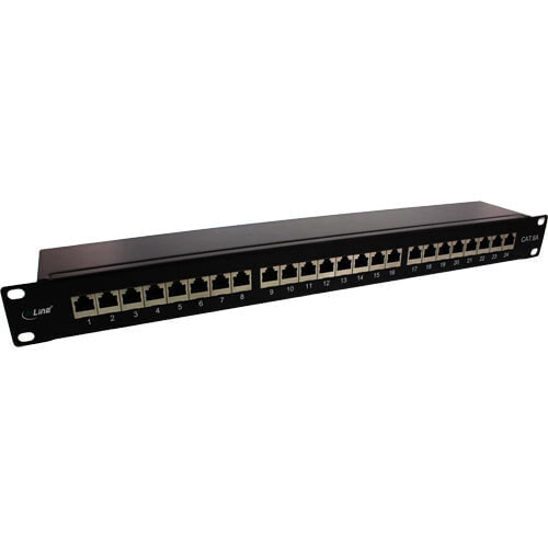 InLine Patch Panel 19" Cat.6A 24 Port 1U black RAL 9005