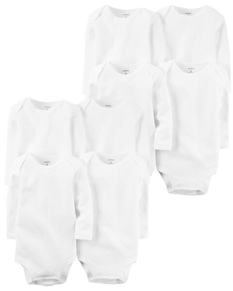 Baby 8-Pack Long Sleeve Cotton Bodysuits Set Preemie (Up to 6lbs)