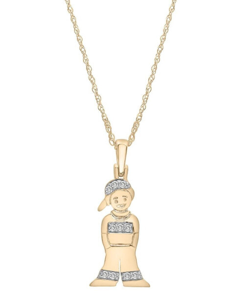 Wrapped diamond Boy Pendant Necklace (1/20 ct. tw) in 10k Gold, 18" + 2" extender, Created for Macy's