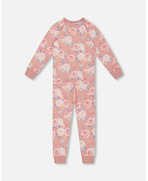 Baby Girls Baby Organic Cotton Two Piece Pajama Set Old Pink Printed Roses