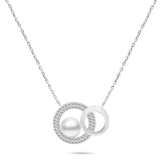 Charming silver necklace with genuine pearl NCL65W