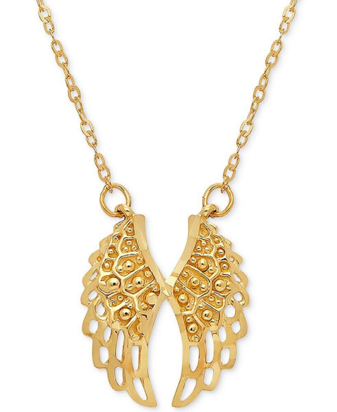 Italian Gold angel Wing 17" Pendant Necklace in 10k Gold
