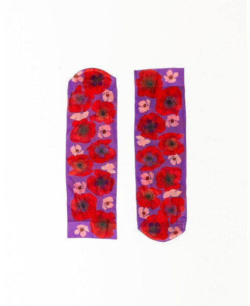 Women's Watercolor Poppy Printed Sock