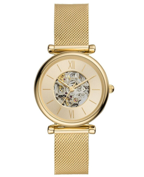 Women's Carlie Automatic Gold-Tone Stainless Steel Mesh Watch, 35mm