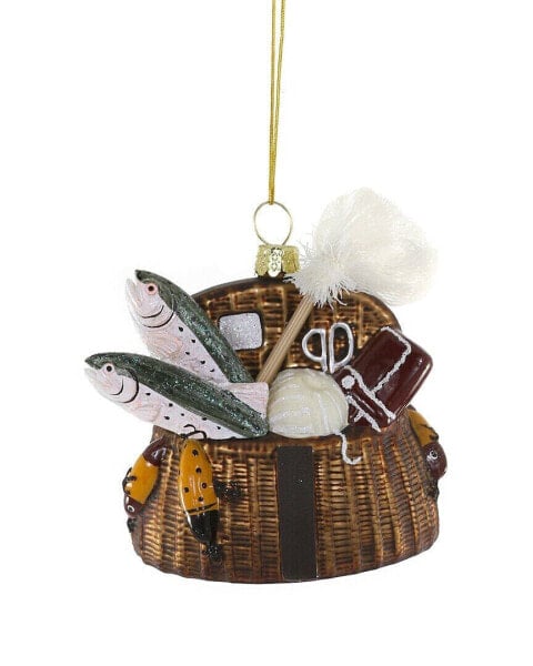 Cody Foster & Co. Vintage Fishing Creel Ornament Multicolor