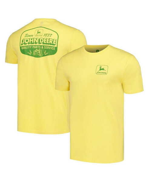 Men's and Women's Yellow Distressed John Deere Classic Label T-shirt