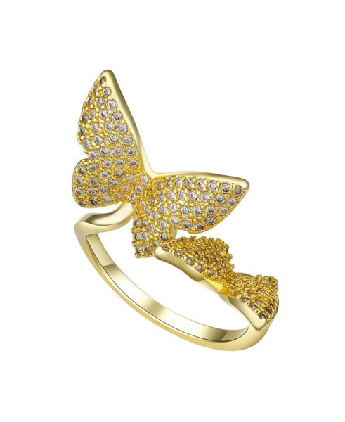 Cubic Zirconia Butterfly Bypass Ring