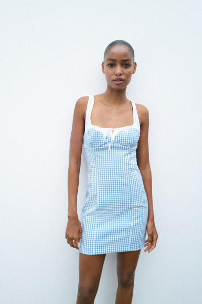 Contrast gingham check dress