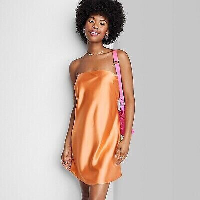 Women's Satin Tube Dress - Wild Fable Light Orange L