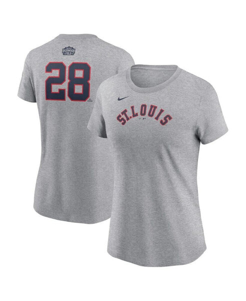 Women's Nolan Arenado Gray St. Louis Cardinals 2024 Rickwood Classic Fuse Name Number T-Shirt