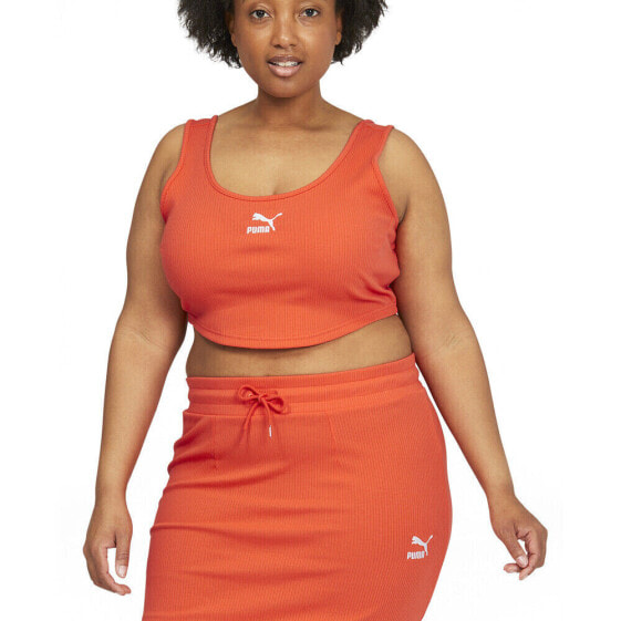 Топ PUMA Classics Ribbed Crop  Plus Orange