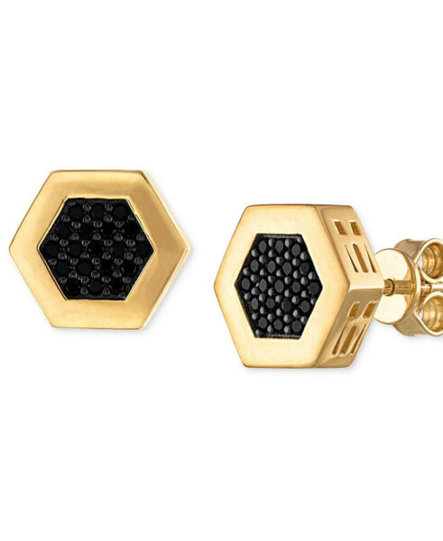 Men's Icon Black Diamond (3/8 ct. t.w.) Stud Earrings in 14k Gold-Plated Sterling Silver