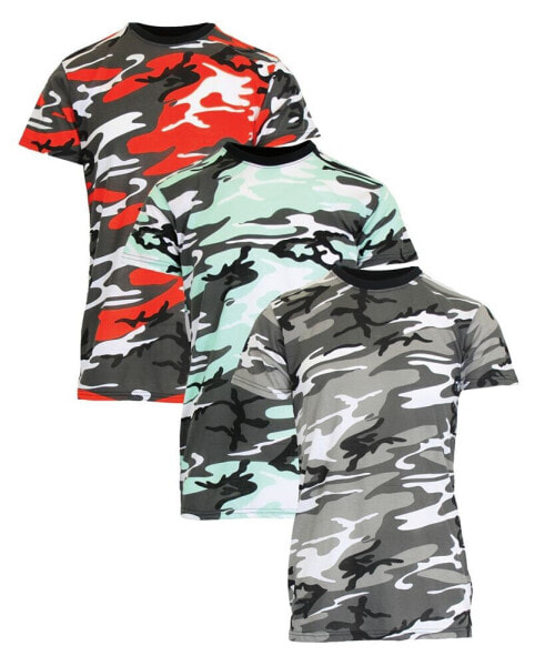 Men's Camo Printed Short Sleeve Crew Neck T-shirt, Pack of 3