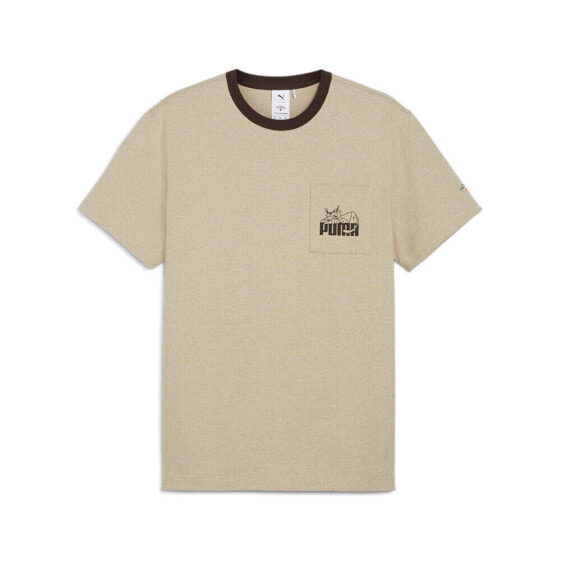 Puma Pocket Graphic Crew Neck Short Sleeve T-Shirt X Noah Mens Beige Casual Tops