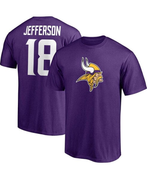 Men's Justin Jefferson Purple Minnesota Vikings Player Icon Name and Number T-shirt