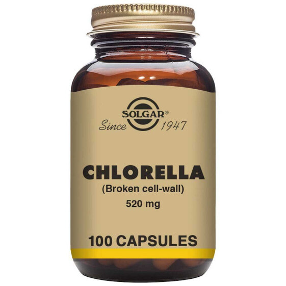 Чёрные таблетки с хлорофиллом Спорт и Отдых Solgar Chlorella 520 мг 100 штук