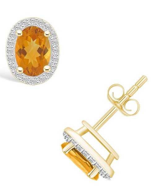 Серьги Macy's citrine and Sapphire Halo Studs