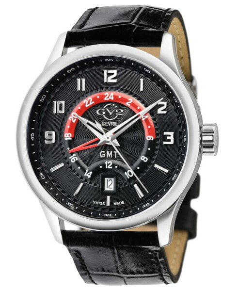 Men's Giromondo Swiss Quartz Black Leather Watch 42mm